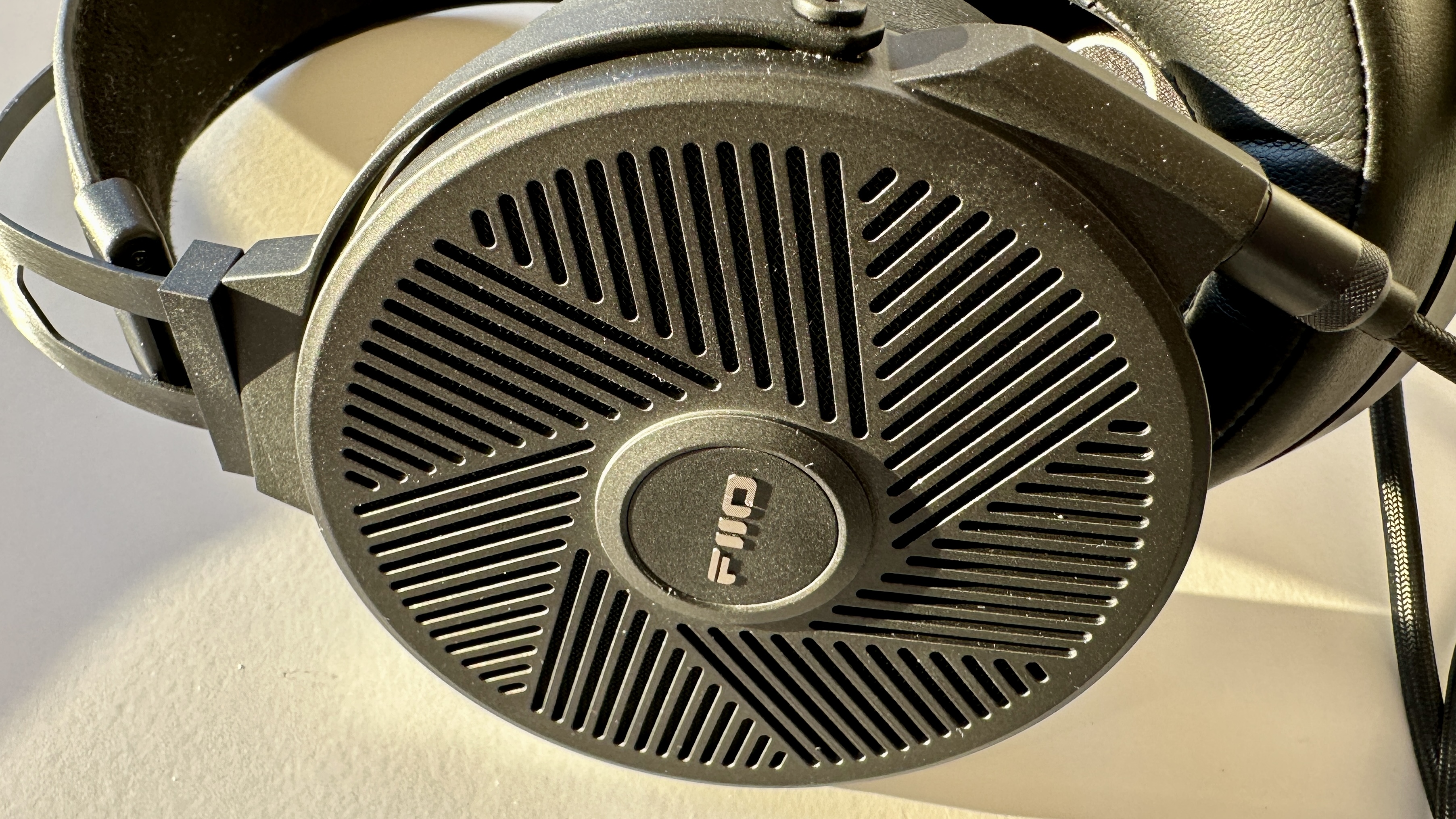Fiio FT5 headphones, closeup of the planar magnetic, open-backed driver housing