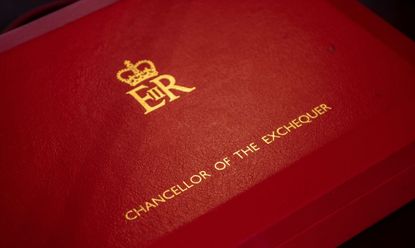 A ministerial red box belonging to Britain's Chancellor of the Exchequer