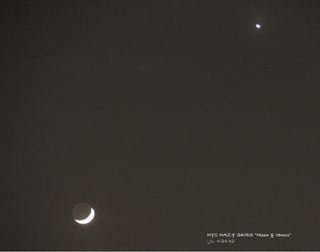 Venus and the Crescent Moon over New York City