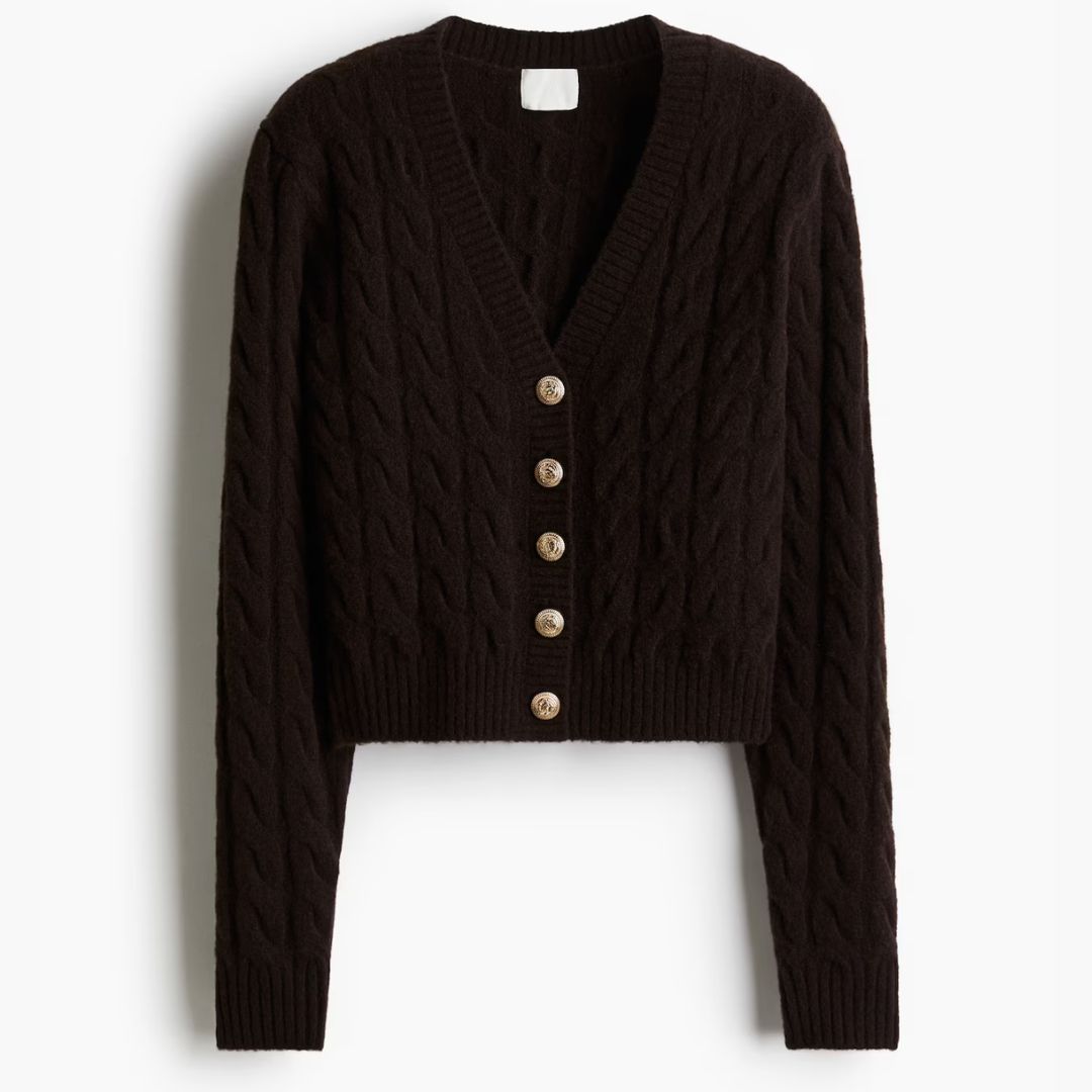 H&amp;amp;M Cable Knit Chocolate Brown Cardigan