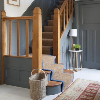 staircase with carpet