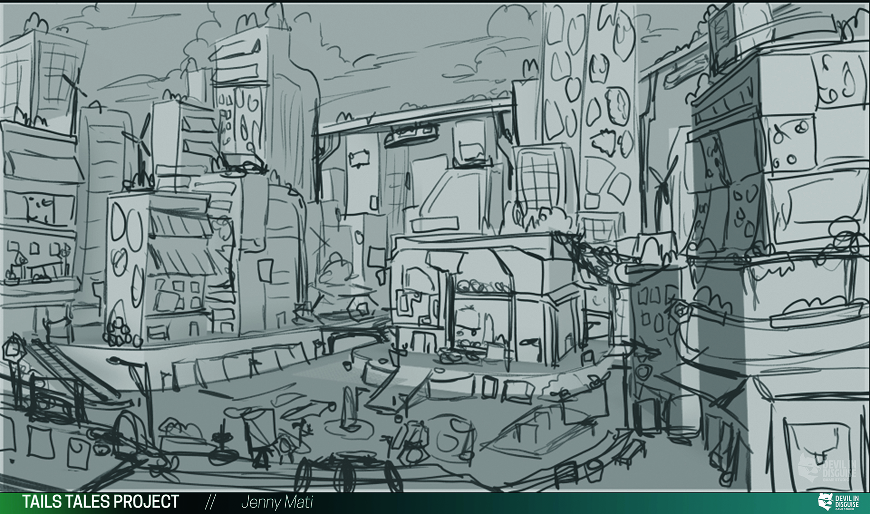 Game scenery art in process