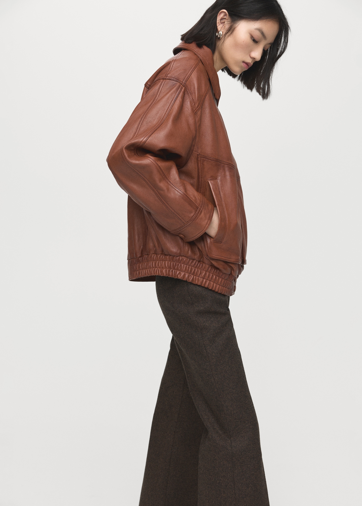 Oversized Leather Jacket - Women | Mango United Kingdom