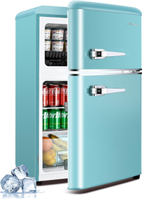 Anypro Retro Double Door Fridge with Freezer