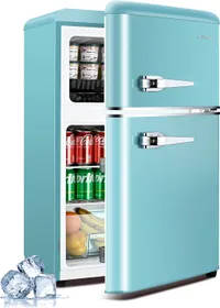 Anypro Retro Double Door Fridge with Freezer