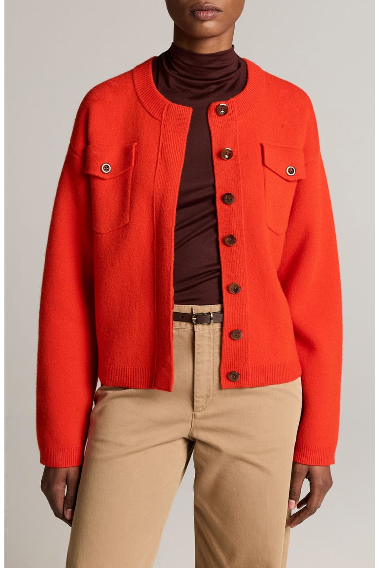 Patch Pocket Cardigan Sweater Jacket