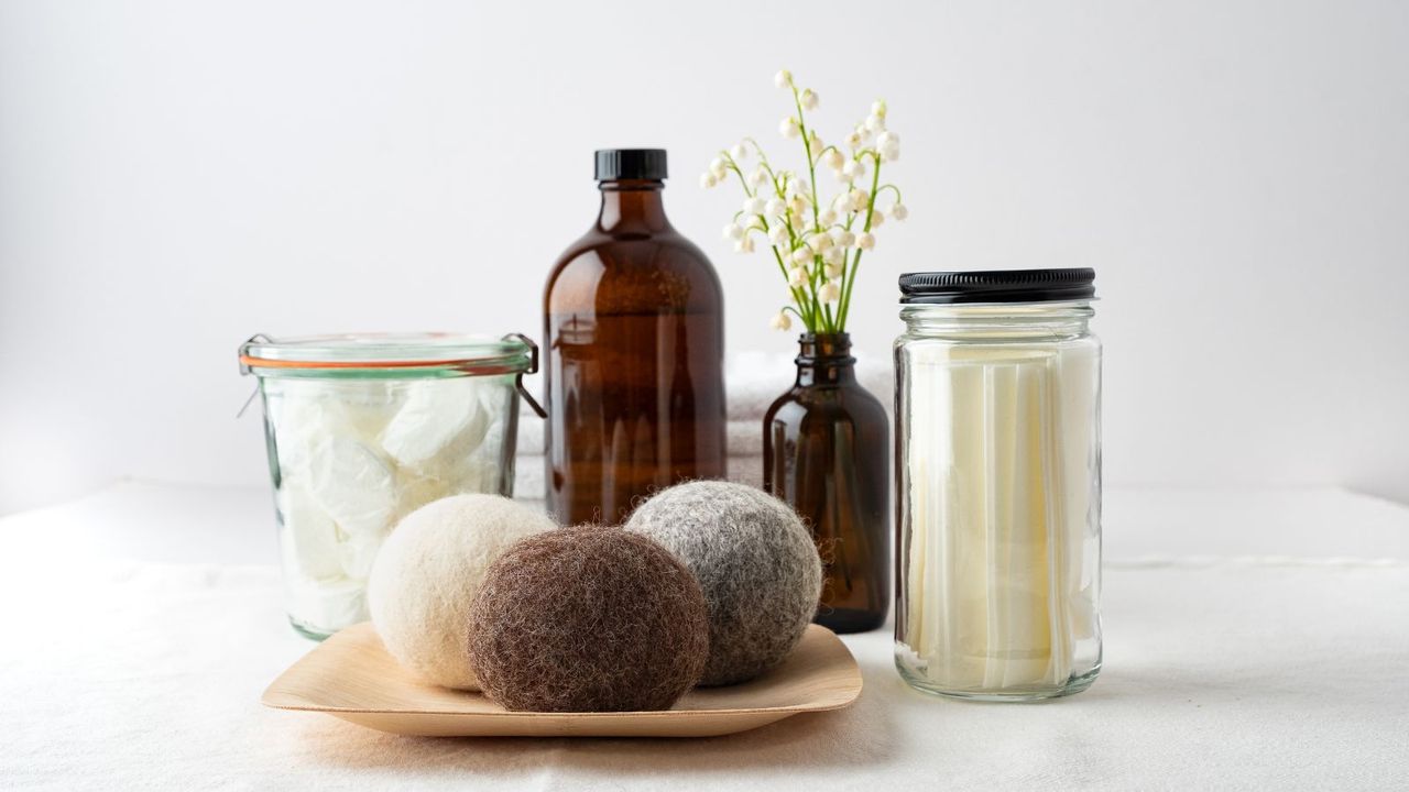 A selection of laundry products in shades of brown