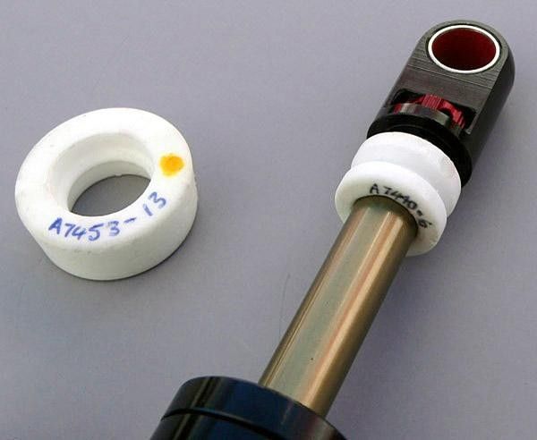 Bottom-out bumpers on the new Rock Shox Vivid coil rear shock are easily interchangeable with only minimal disassembly.