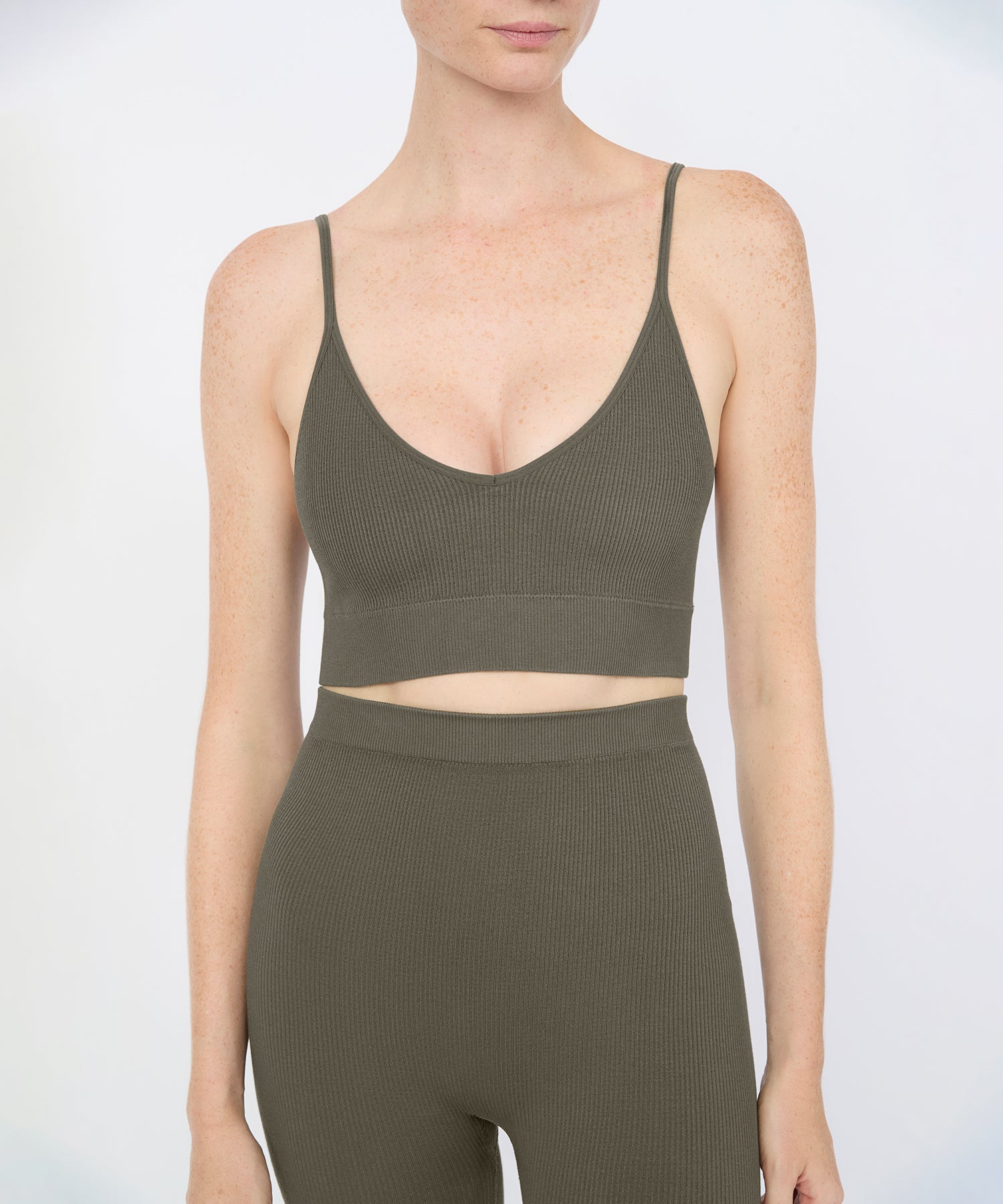 Bianca Rib Bralette - Olive - Xs