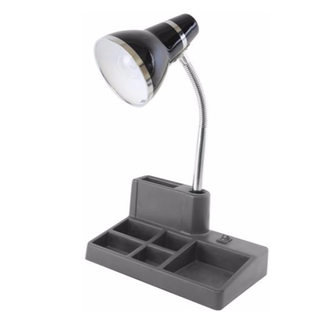 Lloytron Student Desk Lamp and Tidy with grey storage tidy and black shade