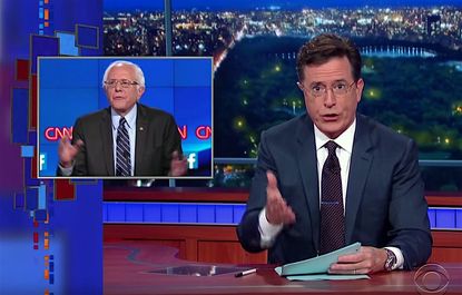 Stephen Colbert tries out his Bernie Sanders impersonation