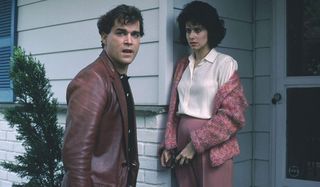 Goodfellas Henry and Karen outside of their house, with concerned and angry looks