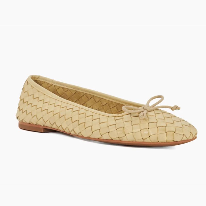 yellow woven ballet flats