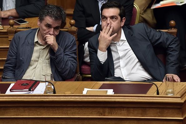 Alexis Tsipras inside the Parliament building.