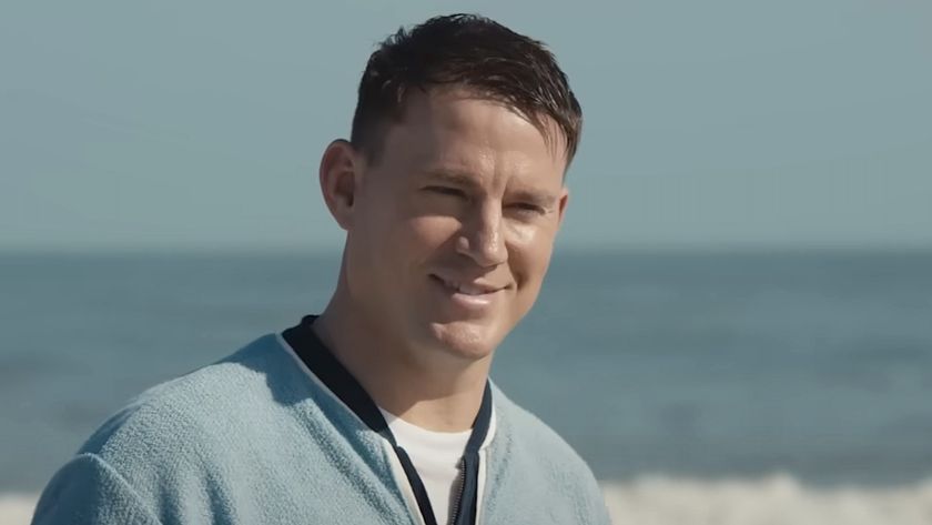 Channing Tatum smiling on the beach in Fly Me to the Moon