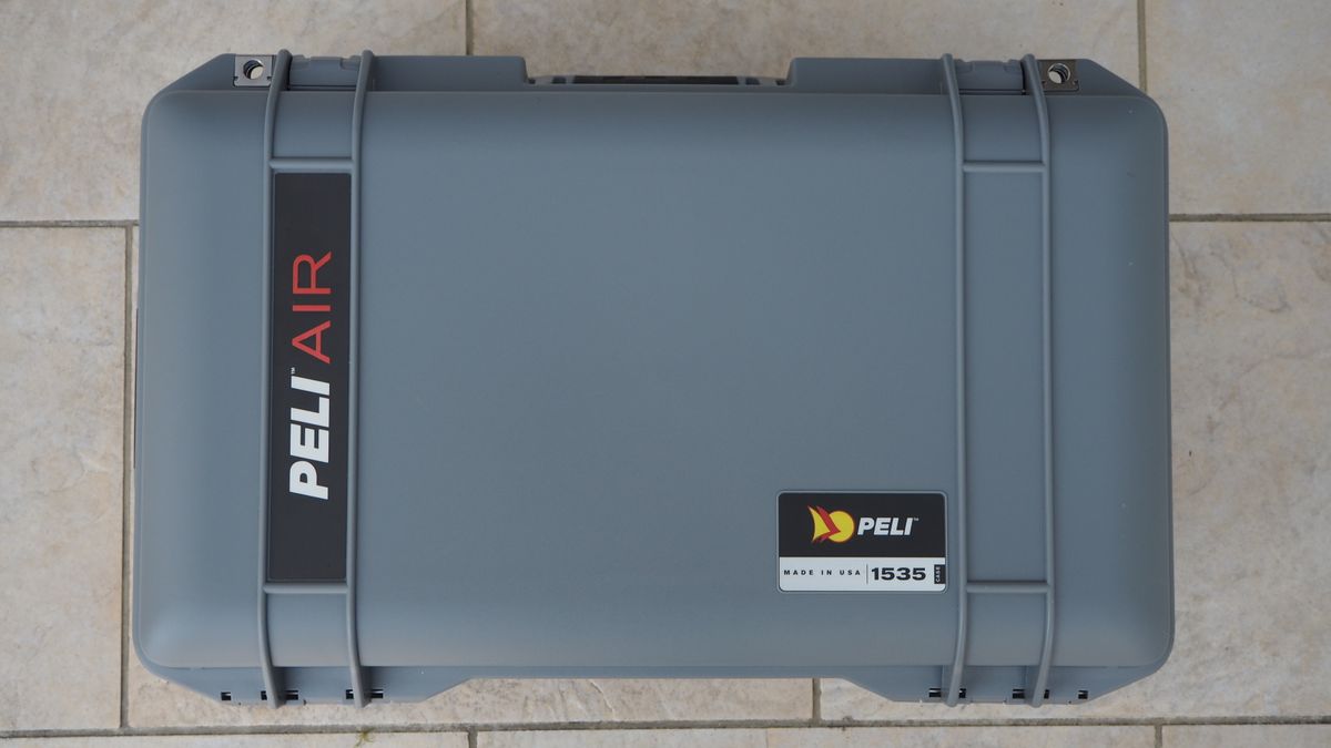 Peli 1535 Air case in grey on a flagstone floor