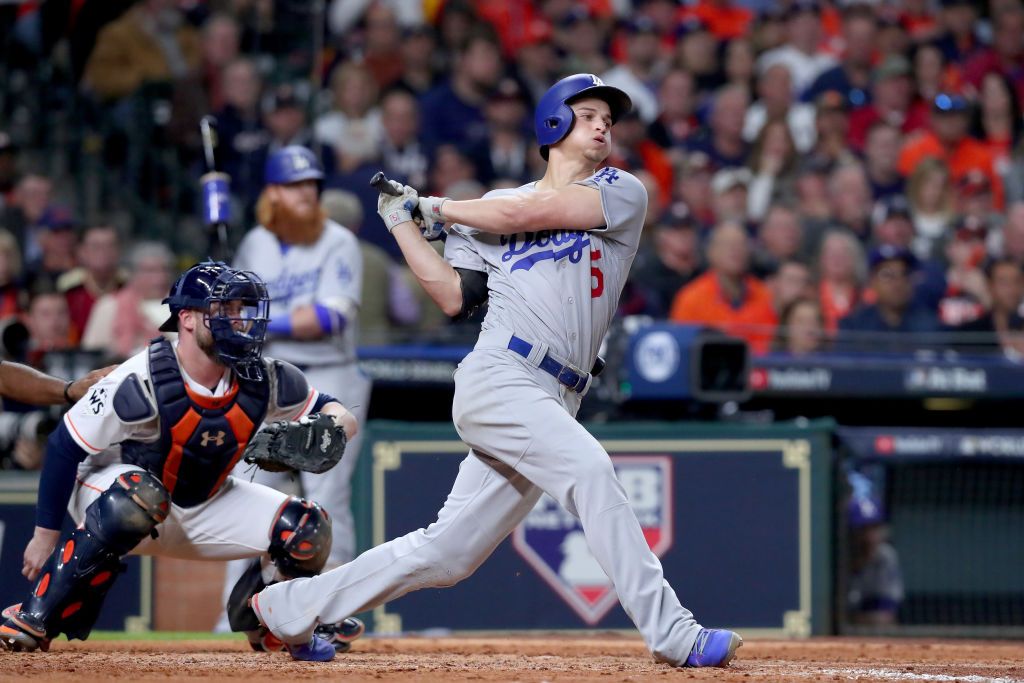 Corey Seager #5 of the Los Angeles Dodgers at the World Series 2017