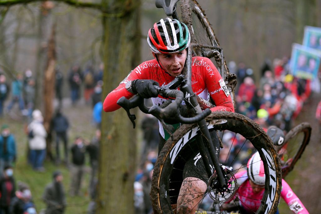 NAMUR BELGIUM DECEMBER 19 Kata Blanka Vas of Hungary and Team SD Worx competes during the 13th Namur UCI CycloCross Worldcup 2021 Womens Elite UCIWT on December 19 2021 in Namur Belgium Photo by Luc ClaessenGetty Images