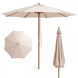 A Costway Wooden Patio Umbrella