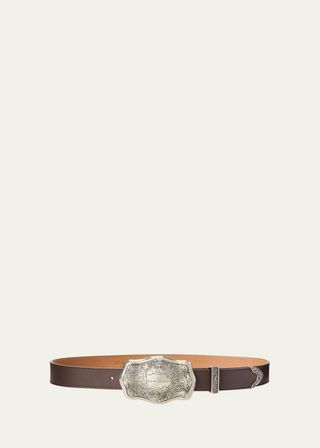 Rl Western Soft Lux Leather Belt