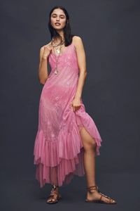 Let Me Be Sheer Lace Midi Dress