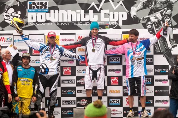 Elite men's podium at Monte Tamaro iXS Downhill Cup