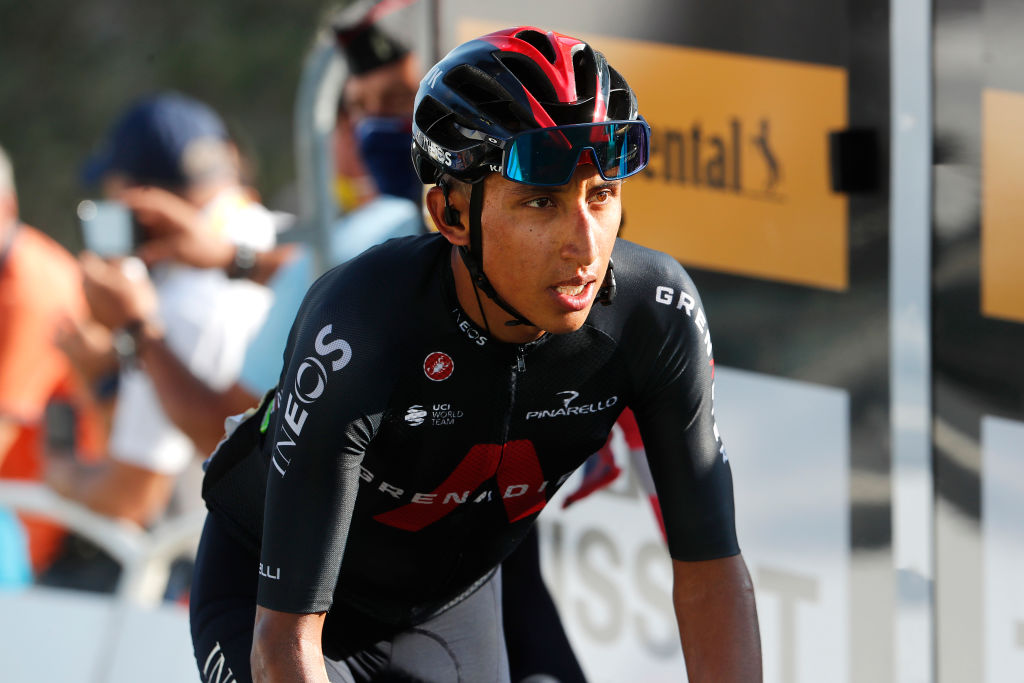 GRAND COLOMBIER FRANCE SEPTEMBER 13 Arrival Egan Arley Bernal Gomez of Colombia and Team INEOS Grenadiers during the 107th Tour de France 2020 Stage 15 a 1745km stage from Lyon to Grand Colombier 1501m TDF2020 LeTour on September 13 2020 in Grand Colombier France Photo by Thibault Camus PoolGetty Images