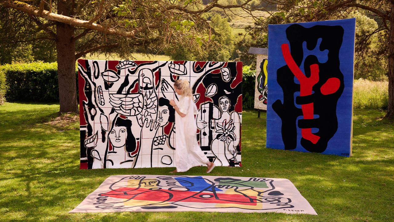 Sibylle de Tavernost and rugs inspired by Fernand Léger artworks