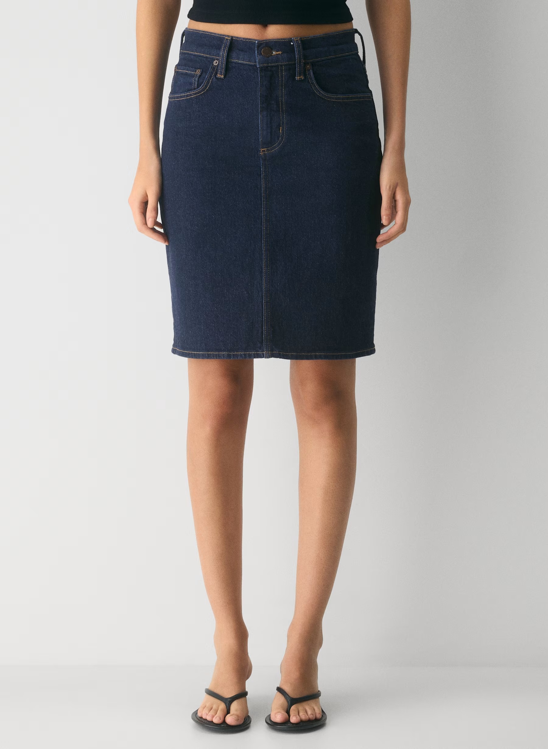 Denim Forum, Mena Knee Denim Skirt