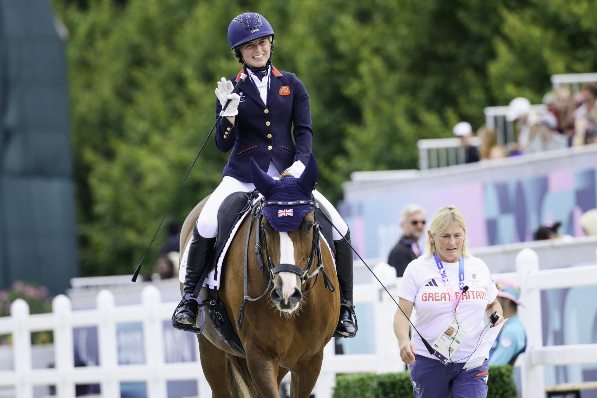 GRADE II athlete Georgia WILSON (GBR) &amp;amp; SAKURA compete in the Para Dressage team competition at the Paris 2024 Paralympic Games - Versailles, Paris, France 06 September 2024 - photo Jon Stroud Media