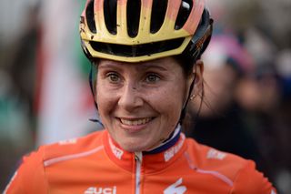 Nikki Harris after winning the 2016 Biritish cyclo-cross title