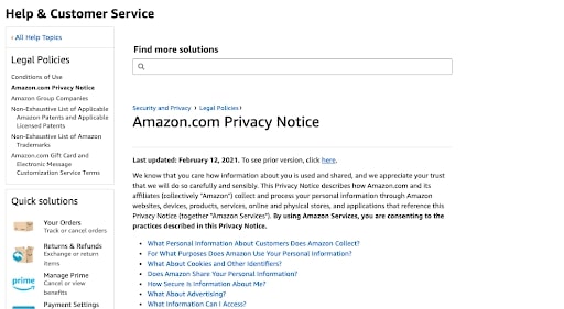 Amazon Photos' privacy notice, detailing its security measures