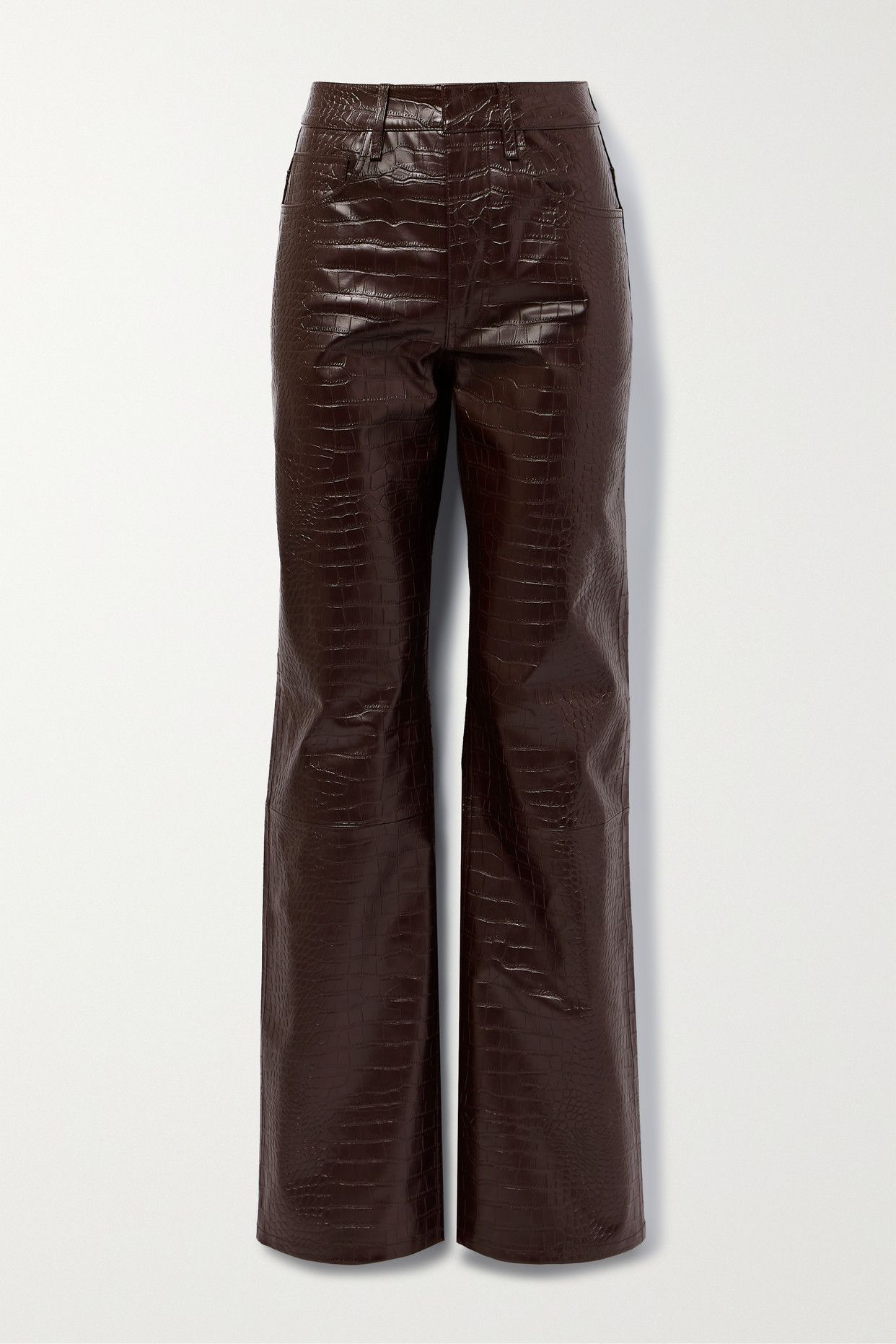 Bonnie croc-effect faux leather straight-leg pants