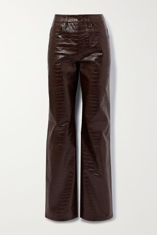 Bonnie croc-effect faux leather straight-leg pants