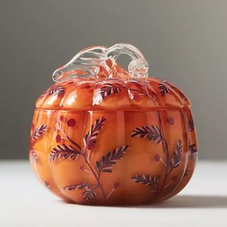 Handpainted Glass Pumpkin Candle