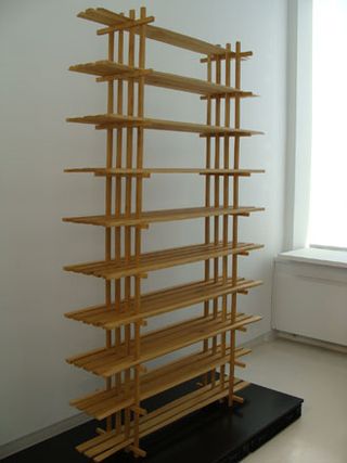 Bookcase made from wooden slats