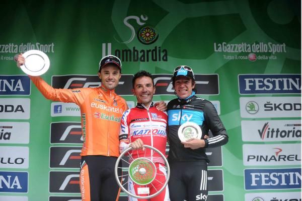 The podium at Il Lombardia, topped by Joaquim Rodriguez (Katusha)