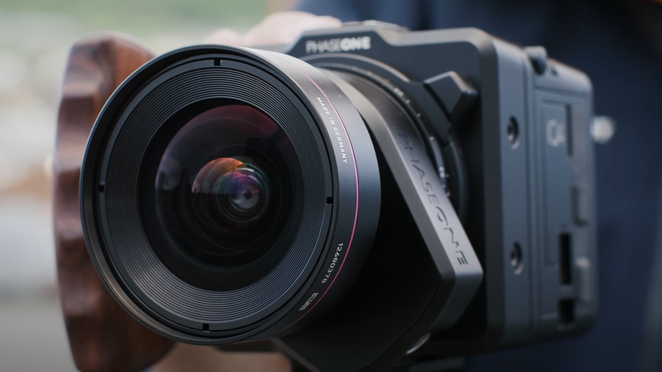 A closeup of the Phase One XC camera's lens from its promotional video