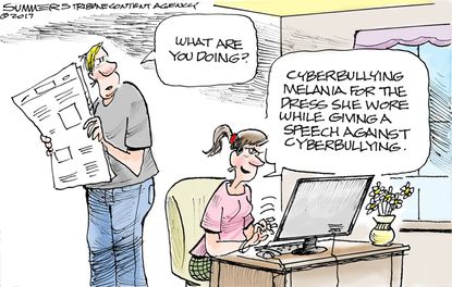 Political cartoon U.S. Melania Trump cyberbullying