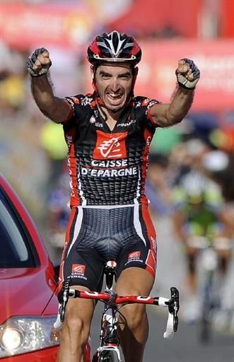 David Lopez (Caisse d&rsquo;Epargne) takes a solo victory in the Vuelta's ninth stage.