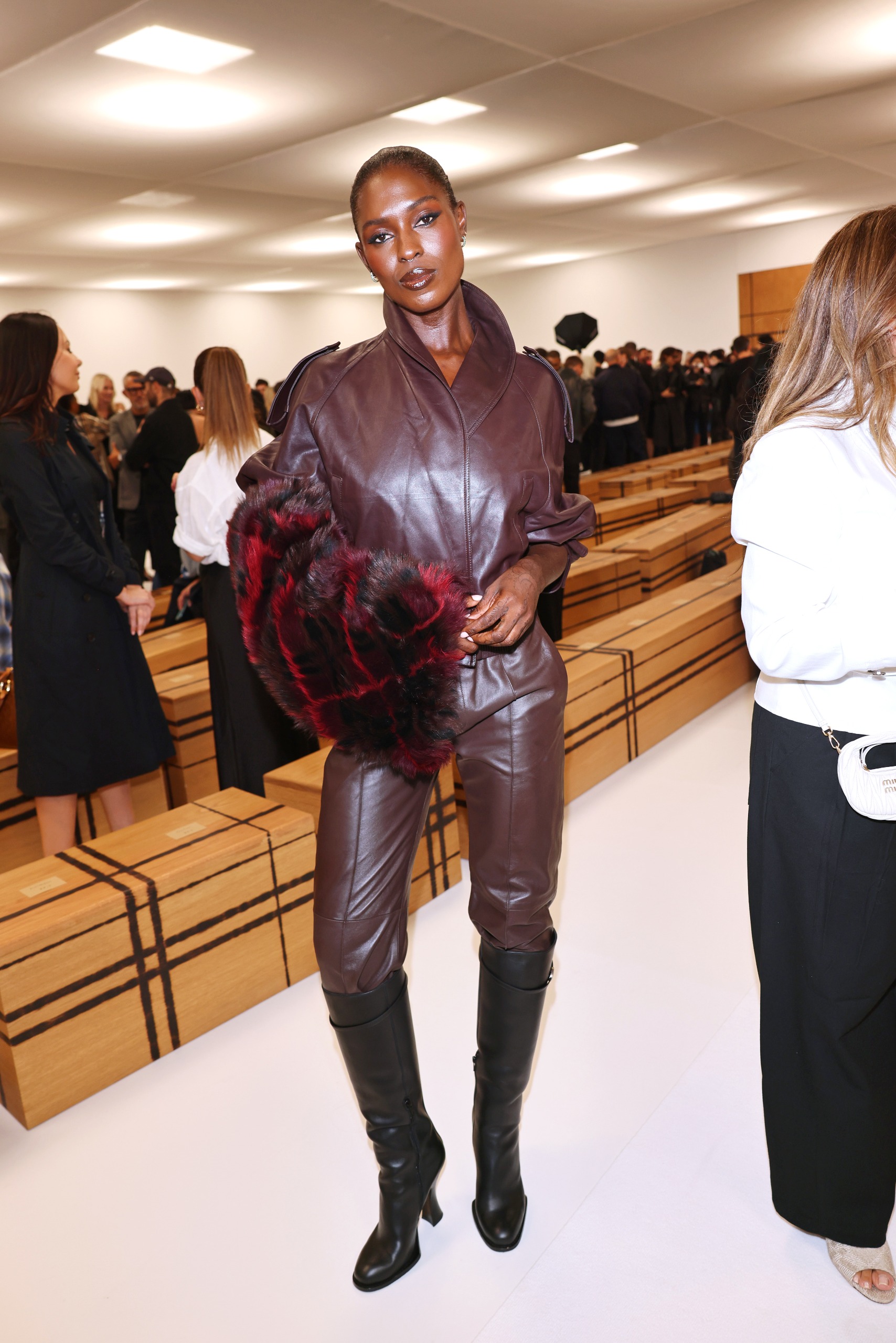 Jodie Turner-Smith's leather look at Burberry's London Fashion Week show
