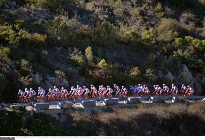 Team Katusha train in Spain.