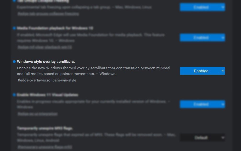 Overlay scrollbar flags return to Microsoft Edge due to Insider demand