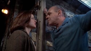Jodie Foster as Clarice and Anthony Hopkins as Hannibal Lector in The Silence of the Lambs