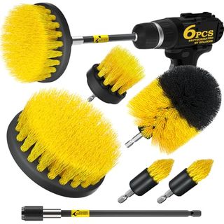 Cleaning Brush Power Scrubber Kit for Grout, Floor, Tub, Shower, Tile, Bathroom,car Cleaning Brush，yellow