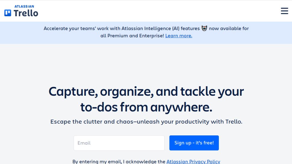Trello website screenshot (August 2025).
