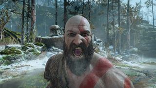 Kratos pulling a funny face in God of War