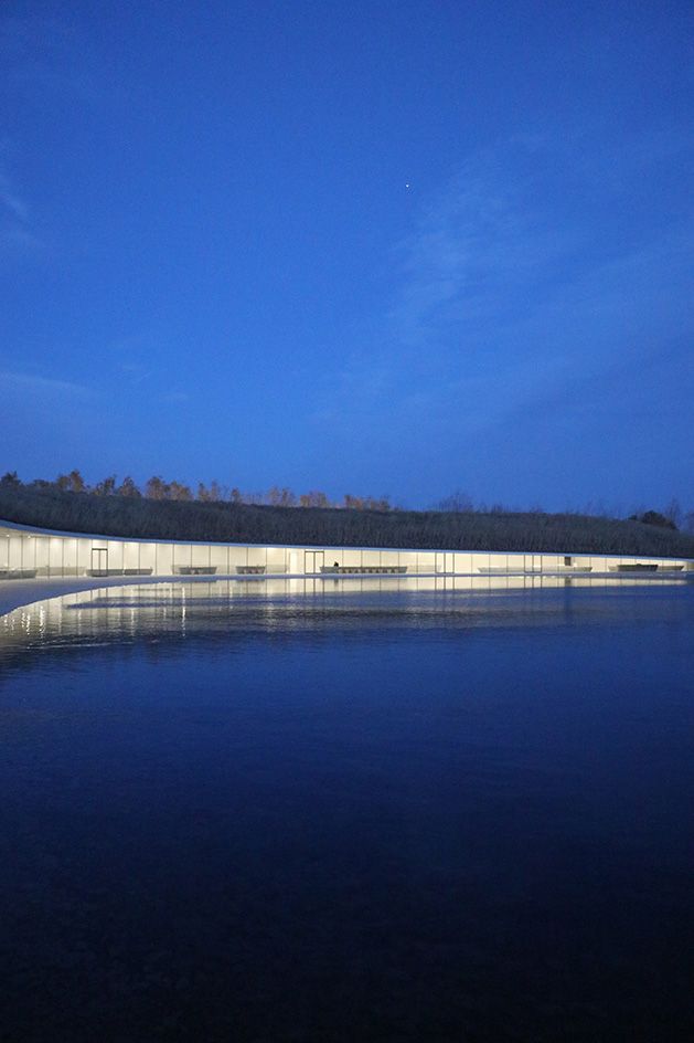 water museum in china at night with reflections