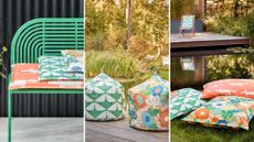 Habitat X Scion collaboration: the garden bench, bean bags, and cushions