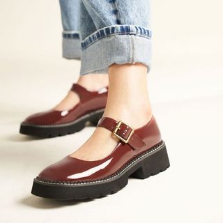 Cognac flat soled Mary Janes